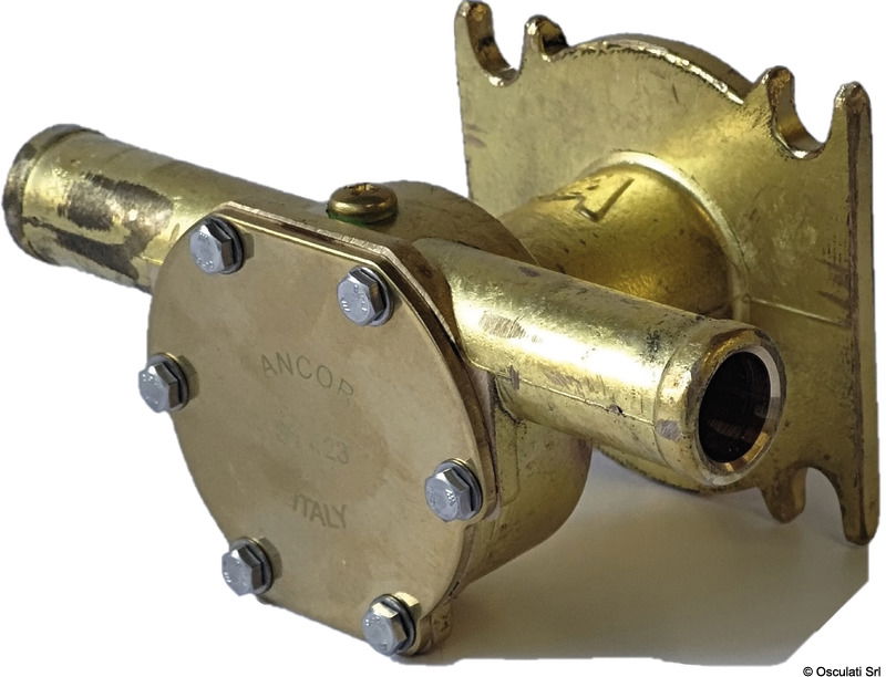 Corpo in ottone, giranti in neoprene.