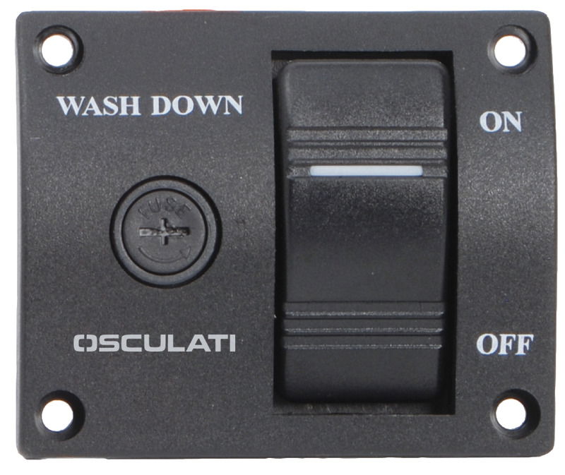 Universale per tutte le pompe Washdown a 12 V. Completo di interruttore a bascula Marina con LED acceso, spento e di fusibile di sicurezza.