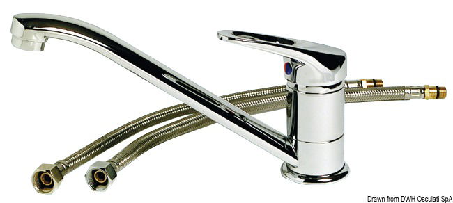 Mono comando con valvole in ceramica e becco girevole.