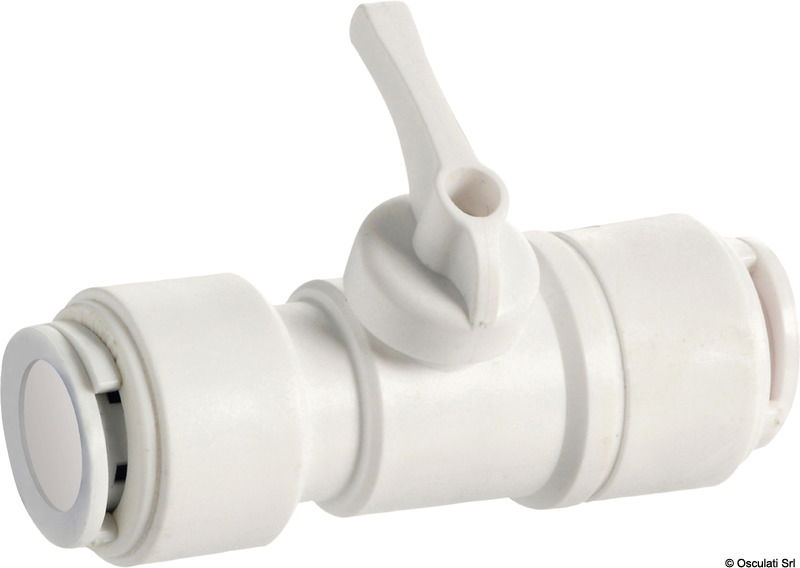 Montaggio Istantaneo a scatto. Basta una semplice pressione del tubo sul raccordo per il montaggio. Il raccordo é riutilizzabile, basta sostituire l’anello di ritegno. La raccorderia é in poliammide ed i tubi in polietilene. Raccordi omologati RINA con certificato MAC/119897/1TO/98.