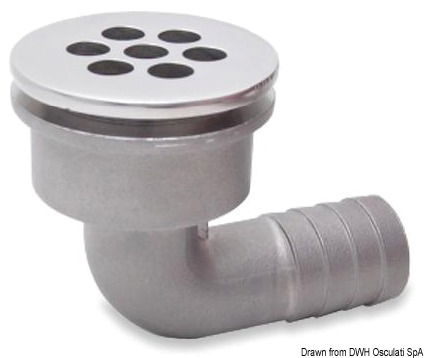 In acciaio inox AISI 316. La parte superiore è avvitata e questo permette di montarlo su vari spessori.