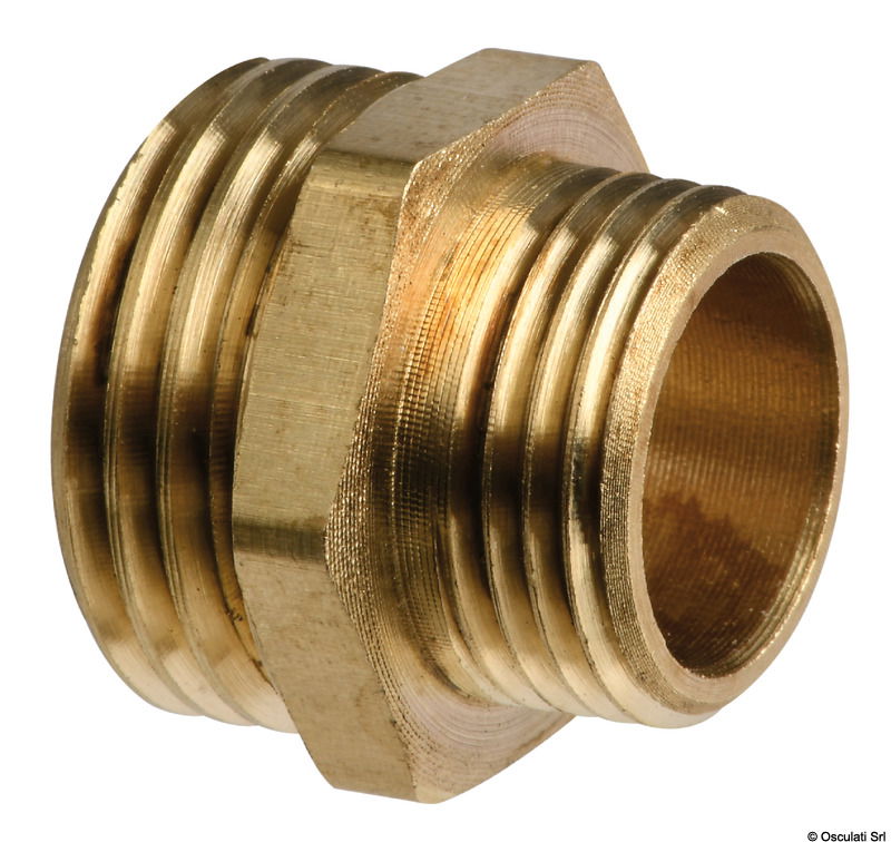 Brass double nipple 1/2" x 3/4"