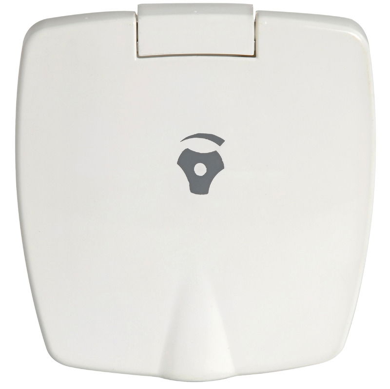 Rubinetto in ottone cromato con miscelatore in ceramica, vano di alloggiamento ad incasso bianco in ASA UV resistente.