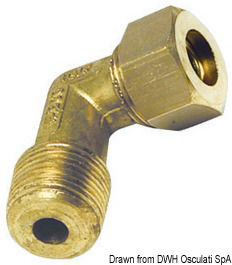 Brass comprssion joint 90° male 8 mm x 1/4"