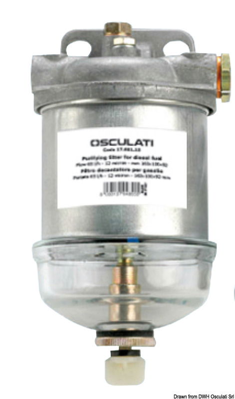 Completo di cartuccia intercambiabile, portata litri max 65/ora, spurgo inferiore, grado di filtraggio 12 micron.