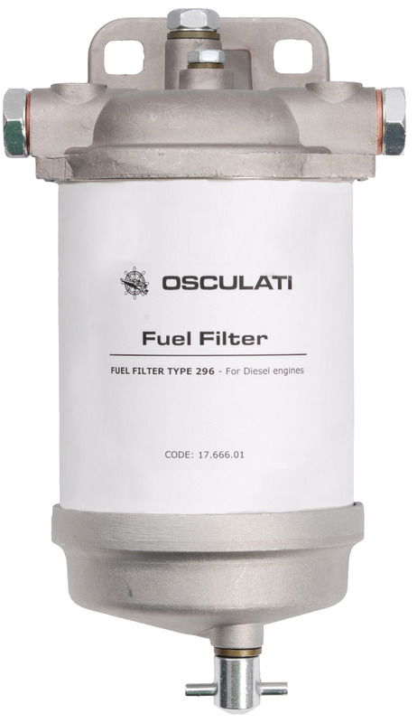 Filtro separatore acqua-carburante. Costruito in accordo con norma ISO 10088.Testa + vaschetta con scarico acqua fabbricati in alluminio.