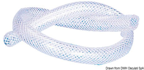In PVC flessibile, atossico per alimenti con rinforzo in filo di poliestere; ideale per distribuzione acqua e per pompa di sentina. Tubo alimentare a norma CE.Temperatura di impiego -10°C +60°C.