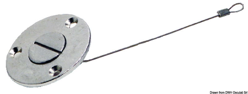 In acciaio inox AISI 316, completo di cavetto di sicurezza interno.