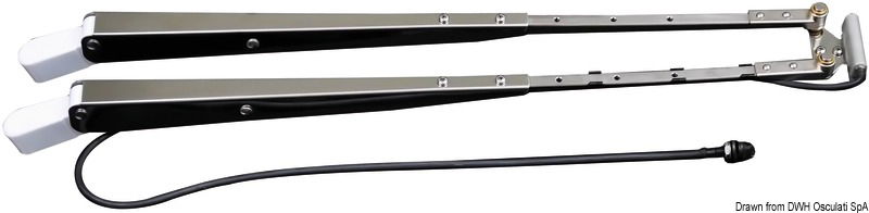 Bracci e spazzole in acciaio inox lucido con dispositivo lavaggio vetri. Attacco DIN.