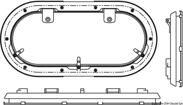 Carcassa in nylon con ghiera esterna di finitura e zanzariera. Fermi regolabili. Vetro acrilico fumè.Fissaggio con viti invisibili. Spessore murata 6-35 mm.Omologato CE.