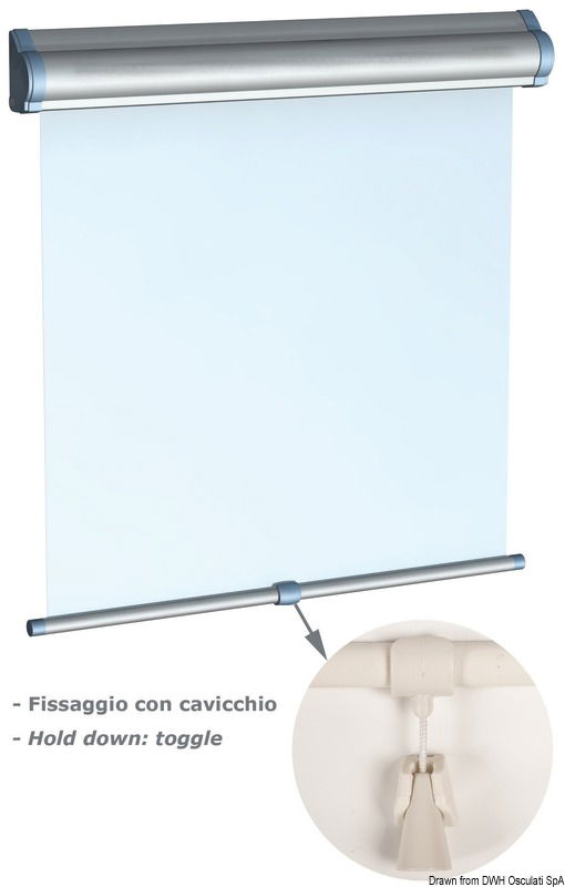 Una tenda avvolgibile a rullo inserita in una struttura dalla linea elegante. Adatta a superfici verticali ed orizzontali e facile da installare. Tessuto oscurante al 100%. Fissaggio con cavicchio.Su richiesta, disponibile in un'ampia gamma di misure di serie o produzione su misura. Colore cassetta del rullo: bianco (RAL9016). Su richiesta anche beige (RAL9001).