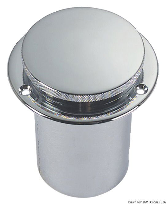 Fissaggio su ghiera a 3 fori. Zigrinatura sul tappo per una facile impugnatura.