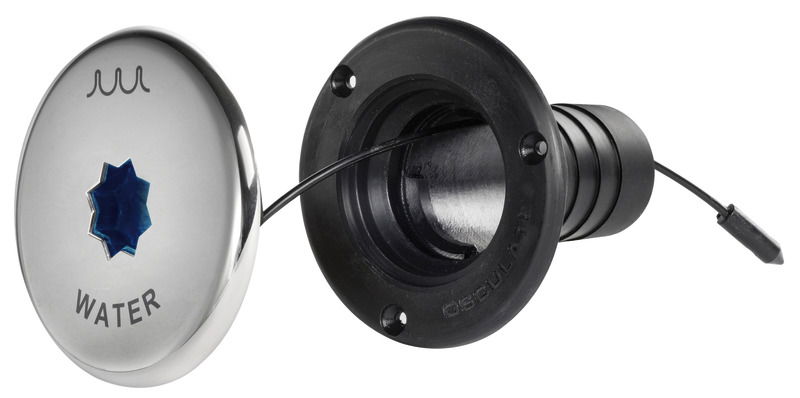 Corpo in tecnopolimero e copertura costampata in acciaio inox lucidata a specchio.- estetica flush;- apertura rapida ¼ di giro (tranne versione Waste);- laccetto di tenuta sostituibile in caso di rottura;- interno stella colorato per una discreta ma efficace riconoscibilità;- versione Waste doppio diametro 38/50 mm corrispondente alle norme ISO 8099.