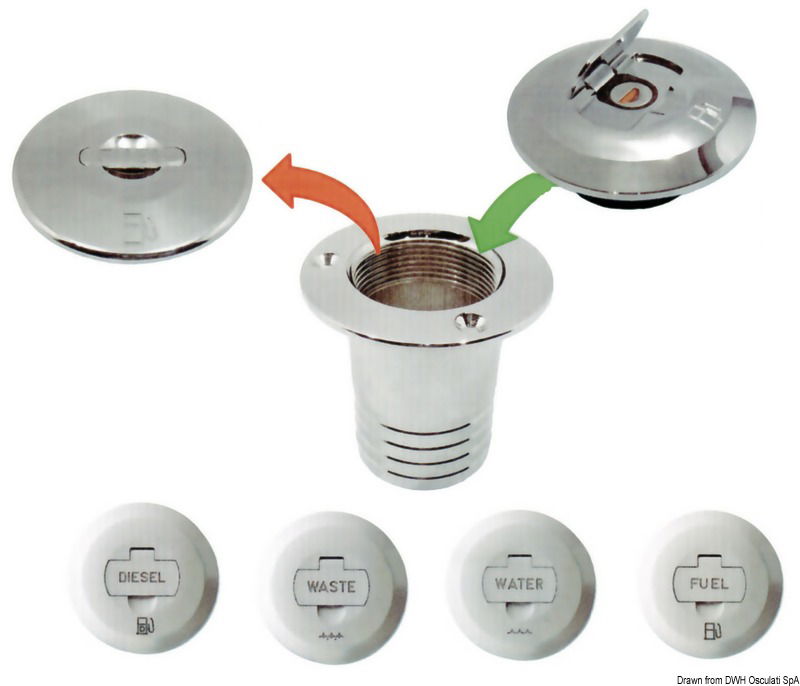 Maniglia di apertura con protezione della chiave. Filetto 1"1/2.