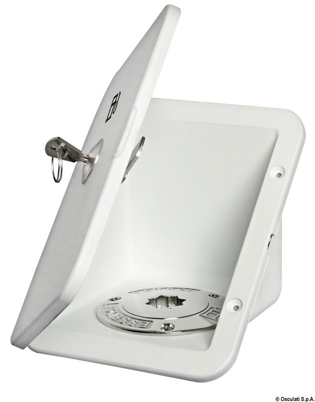 Completo di sportello. Fabbricato in nylon resistente agli idrocarburi.