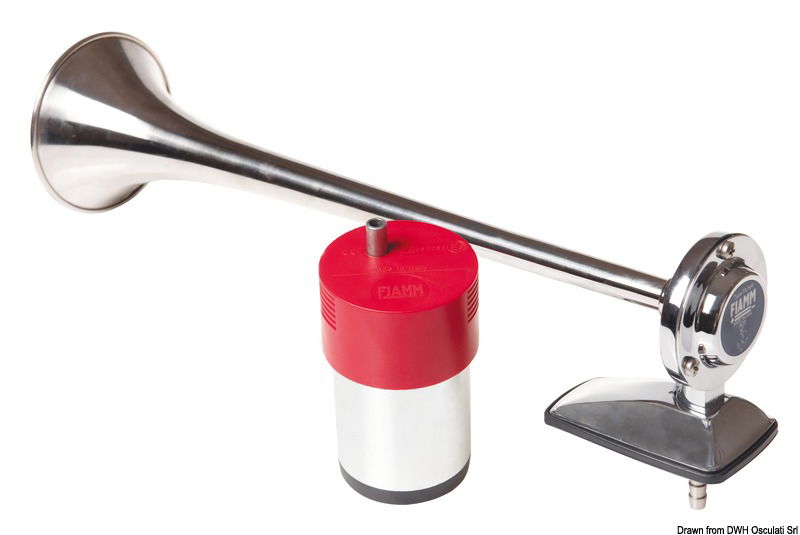 Molto potente, ha un suono greve, tipo vaporetto, corno in acciaio inox.
