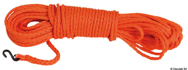 Impiombata con moschettone, per salvagente anulari. Gancetto incluso.