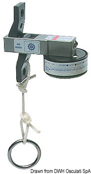 In accordo con le norme Solas. Si attiva ad una profondità tra 1,5 e 4 metri sganciando la zattera dal proprio alloggio e facendola gonfiare.