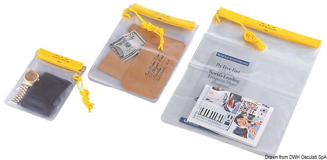 Portaoggetti STAGNI, in PVC trasparente a chiusura speciale. Articoli personalizzabili su richiesta.