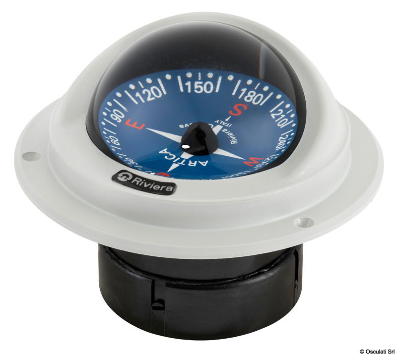 Sospensione semi - cardanica interna. Compensazione incorporata, con schermo anti riflesso. Completa di illuminazione notturna. Gradazione di lettura di 5°.