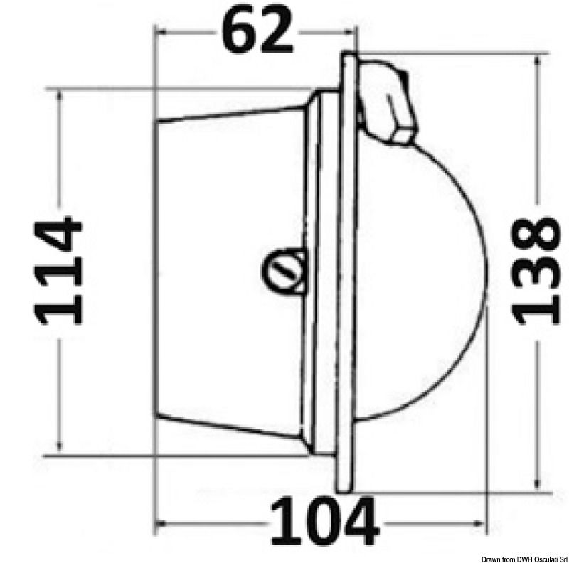 Con cardano interno, inclinometro, illuminazione 12/24 V, divisione rosa 5°. Calotta posteriore e cover incluse.