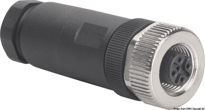 Serie cavi e connettori per creare rete NMEA 2000 di bordo. Connettori robusti, classificati IP68 per utilizzo in ambiente marino.