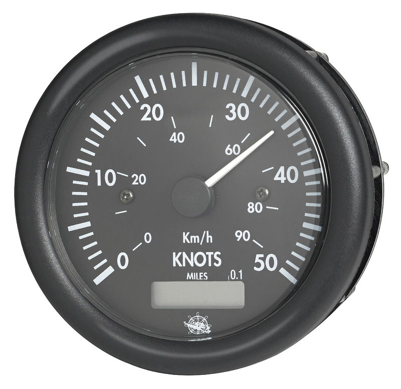 Guardian speedometer 0-50 knots black w/log 12V