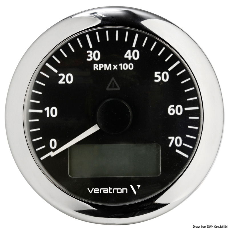 Revolution counter 7000 RPM black