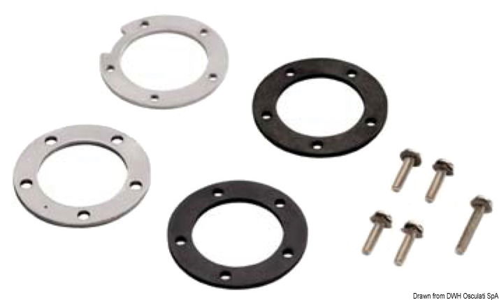 Kit metal ring nuts and fastening seals