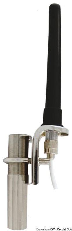 Guadagno 1db. Particolarmente indicata per scafo da regata. Completa di 18 m di cavo e squadretta.