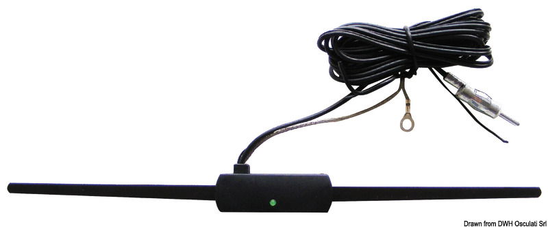 Cavo da 2,20 m. Frequenza 76-110 MHz. Impedenza 75 Ω.