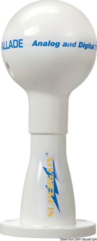 Antenna omnidirezionale TV DBVT/TNT/HDTV.Dati tecnici:- impedenza 75 Ω;- frequenza 170/890 mHz;- guadagno 23,5 dB;- consumo 20 mA;- Radome;- polarizzazione orizzontale.