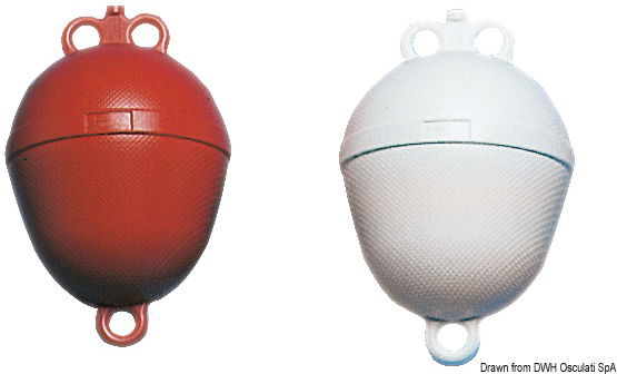 E’ indicato per piccoli scafi ed ormeggio volanti. Con doppio anello da un lato, e semplice dall’altro, colori disponibili arancione, bianco, giallo.