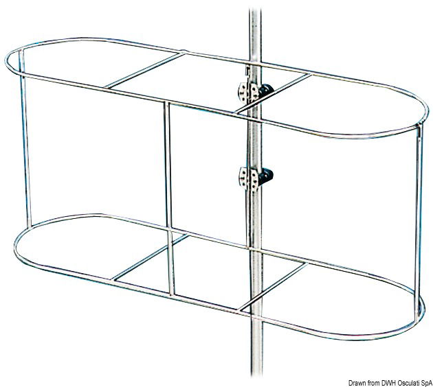 Da fissare tramite apposite piastrine orientabili in acciaio inox e nylon sui pulpiti di scafi a vela o a motore. Universale per tutti i pulpiti con Ø da 25/22 mm.