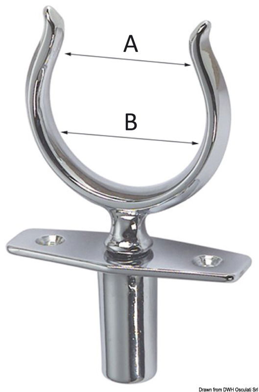 E’ provvisto di boccola cieca, particolarmente adatto per gli scafi in plastica con intercapedine. Lo scalmo si innesta a baionetta. E’ una valida alternativa a molti scalmi in plastica che si rompono facilmente. La boccola é a supeficie larga per coprire eventuali fori di precedenti boccole in plastica.