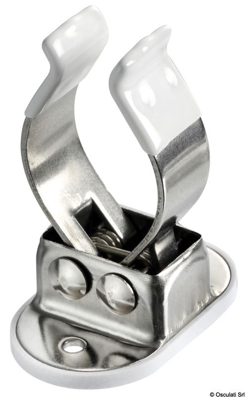 Per bloccaggio ganci accosto, canne da pesca, ecc. Ø adattabile tramite regolazione a molla.