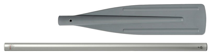 Pala antiurto in plastica grigia, manico in alluminio, anodizzato argento.