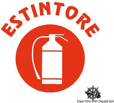 In PVC rosso su fondo bianco. Obbligatori sulle imbarcazioni marchiate CE. Solo in lingua italiana.