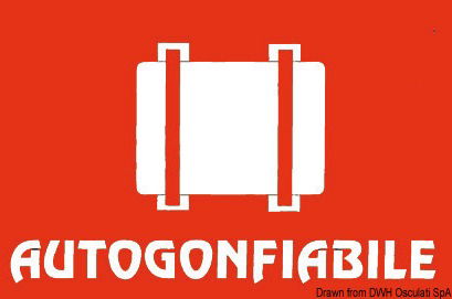In PVC rosso su fondo bianco. Obbligatori sulle imbarcazioni marchiate CE. Solo in lingua italiana.