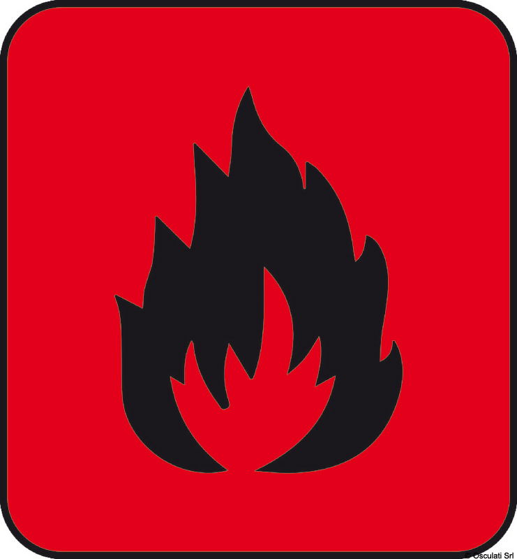 Adesivo pericolo incendio (foglio da 10 loghi) 25x27