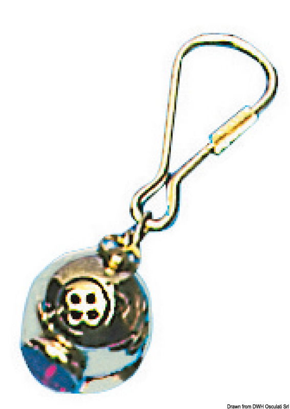 Pendant polished brass keyring Diving Helmet