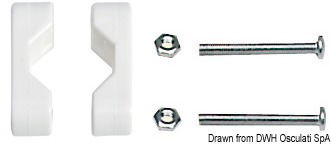 Da fissare su tubi candelieri o pulpiti quale punto di aggancio per piastrine, cinghie, elastici ecc. Completo di viti.