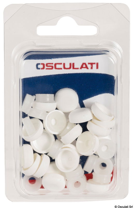 Orli sottovite completi di copritesta a scatto. Sono fabbricati in polipropilene UV stabilizzato e garantiscono, con un costo irrisorio, finiture accurate, impermeabilità e resistenza alla corrosione; da accoppiare con viti a testa svasata piana autofilettanti a legno o a metallo.