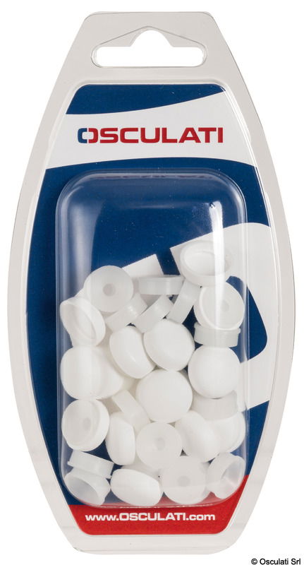Orli sottovite completi di copritesta a scatto. Sono fabbricati in polipropilene UV stabilizzato e garantiscono, con un costo irrisorio, finiture accurate, impermeabilità e resistenza alla corrosione; da accoppiare con viti a testa svasata piana autofilettanti a legno o a metallo.