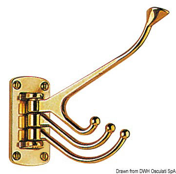 Polished brass 4-hook coat hanger 81x39 mm