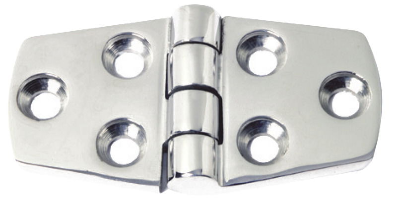 Cerniere in acciaio inox AISI 316 fuse e lucidate a specchio. Robuste, con finitura curata.