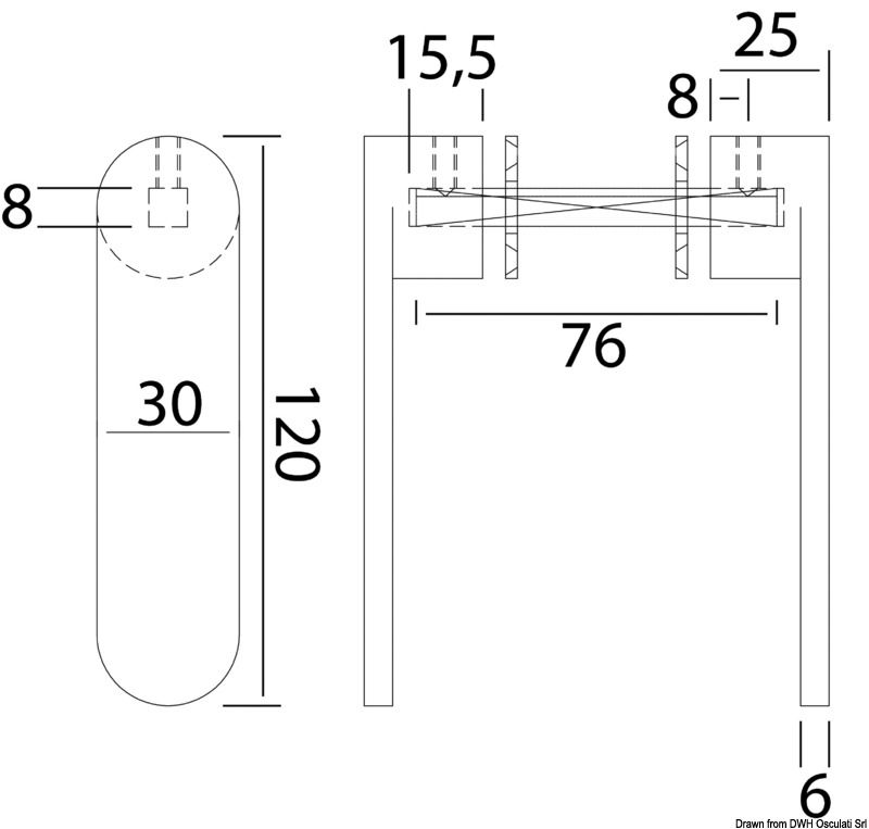 Nauta R handle polished AISI316 8 mm