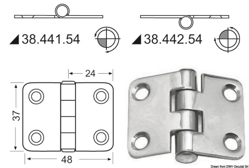 In acciaio inox, lucidate a specchio, con smorzamento delle vibrazioni tramite asse centrale frenato.