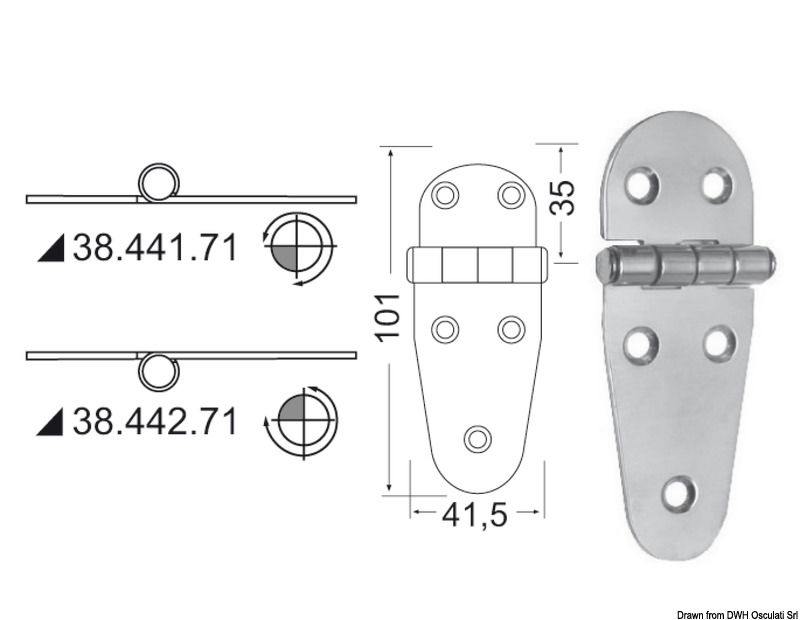 In acciaio inox, lucidate a specchio, con smorzamento delle vibrazioni tramite asse centrale frenato.