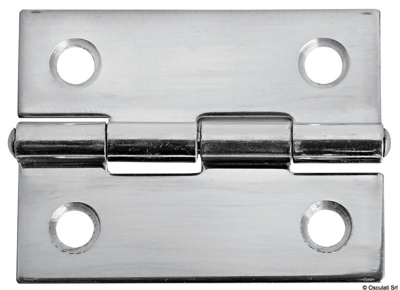 Cerniere rettangolari in acciaio inox lucidate a specchio.